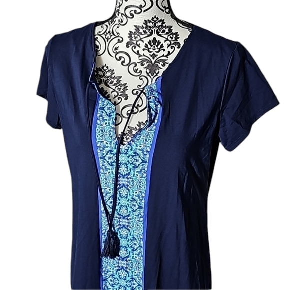 Lands end sz small navy blue tassel tie cover up shift dress sz 6-8 - Picture 2 of 8